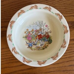 Royal Doulton Eng Bunnykins "Family in the Garden" Golden Jubilee Baby Plate